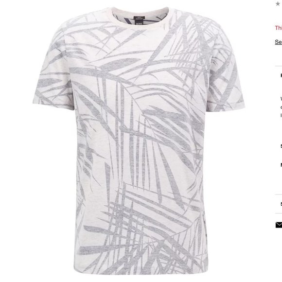 Hugo Boss Other - Hugo Boss BOSS Men's Leaf-Print T-Shirt, EUC